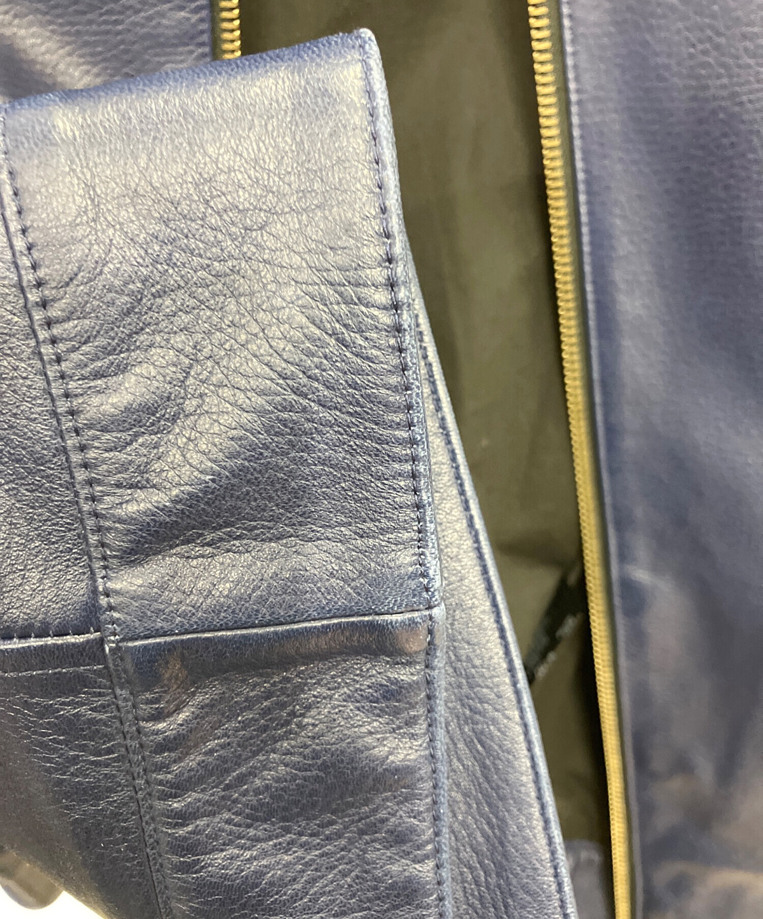 Daiwabo Single Leather Riders Jacket Made in Japan Men's Size 3 Navy image 8